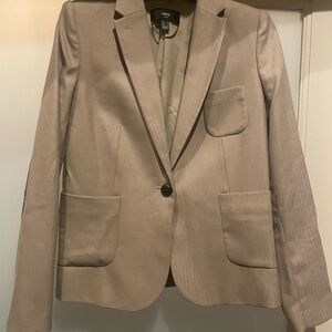 Mango Neutral Taupe Herringbone Blazer